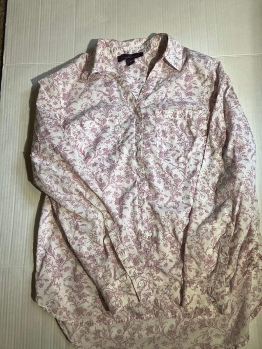 Gloria Vanderbilt Floral Button-Up Shirt in Dusty Pink